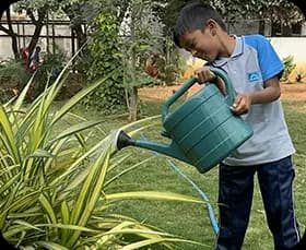 Children gardening in the Adra garden